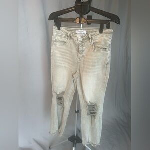 Distressed Light Tan Boyfriend Jeans